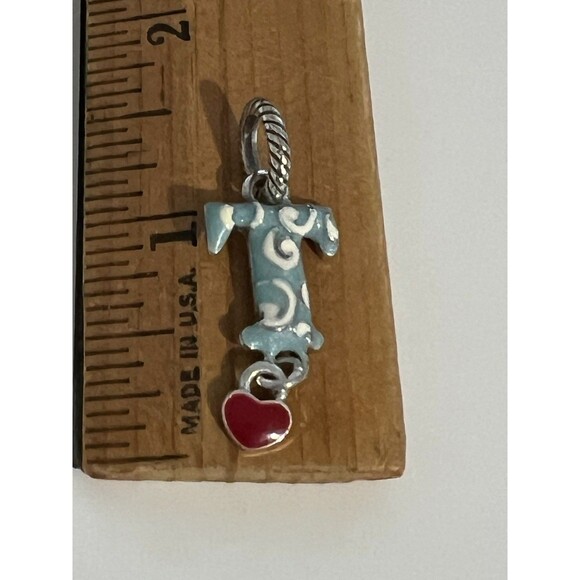 Brighton T Alphabet Letter Heart Enamel Charm With Heart Pendant Silvertone - Picture 4 of 6